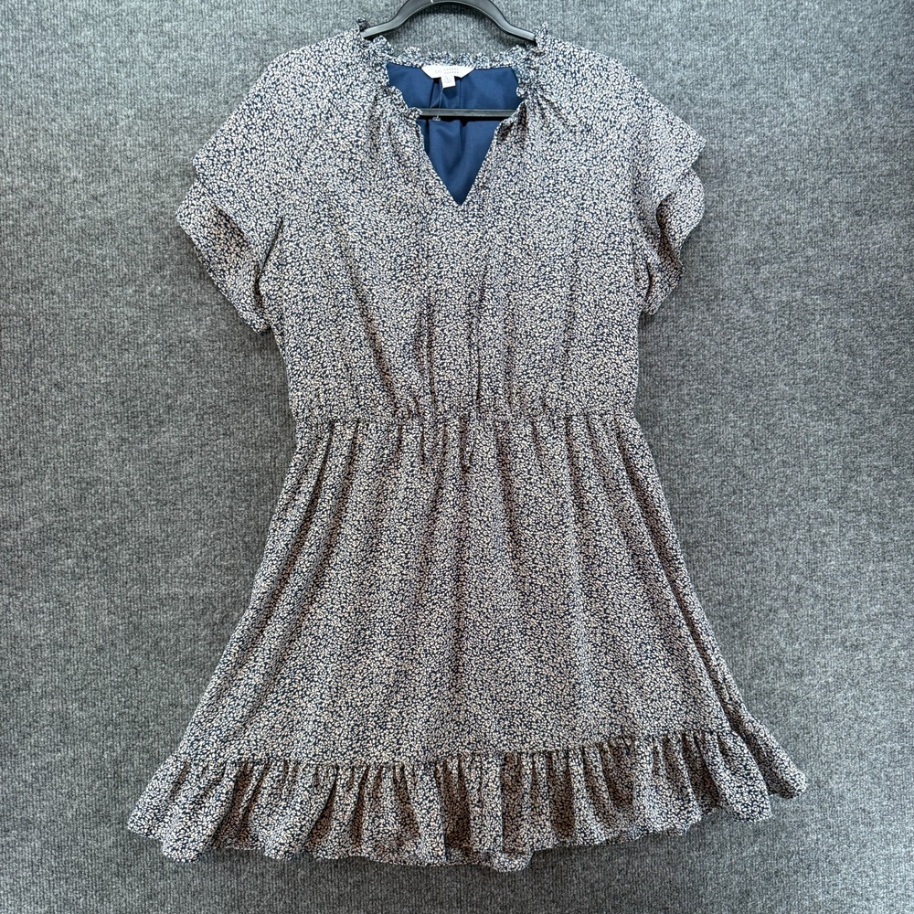 LC Lauren Conrad Dress Womens L Blue Floral Boho Cottagecore Coquette Summer